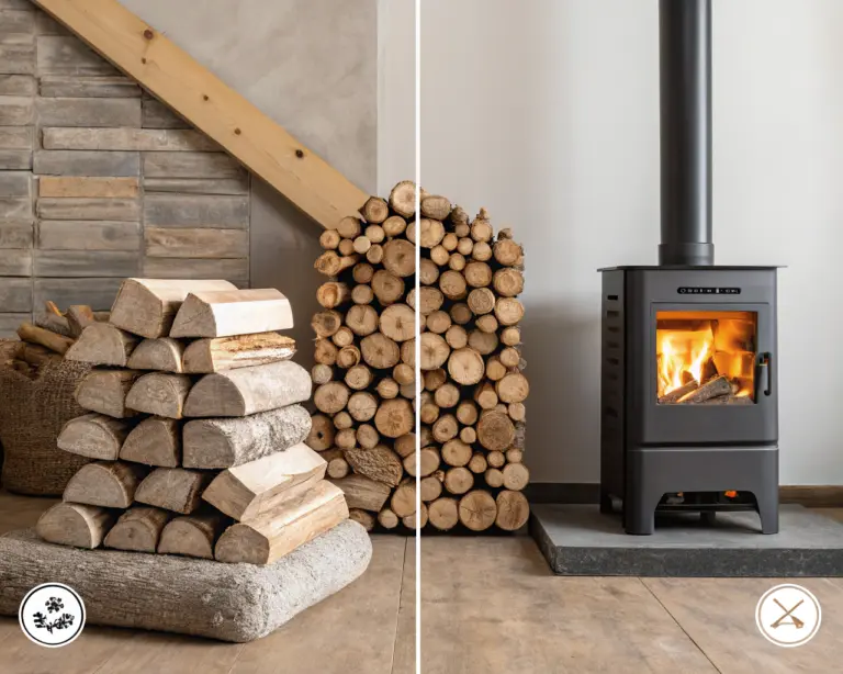 Holzbriketts oder Brennholz
