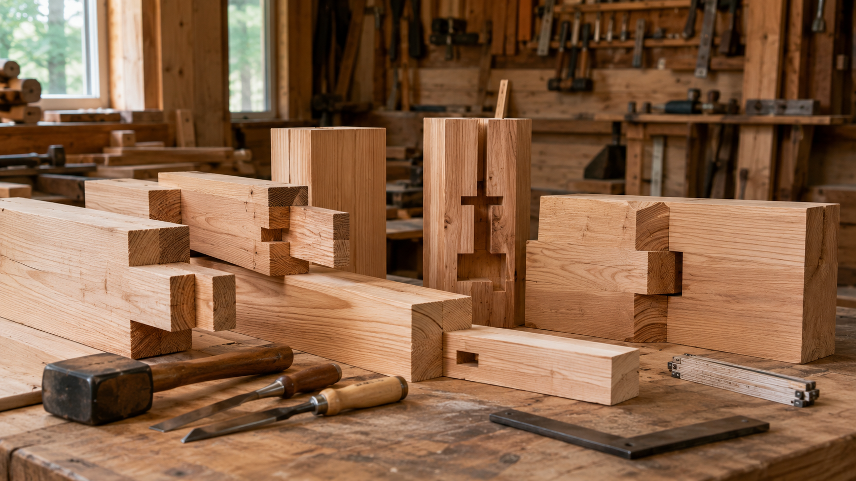 Holzverbindungen [Bildinhalt mit KI erstellt]