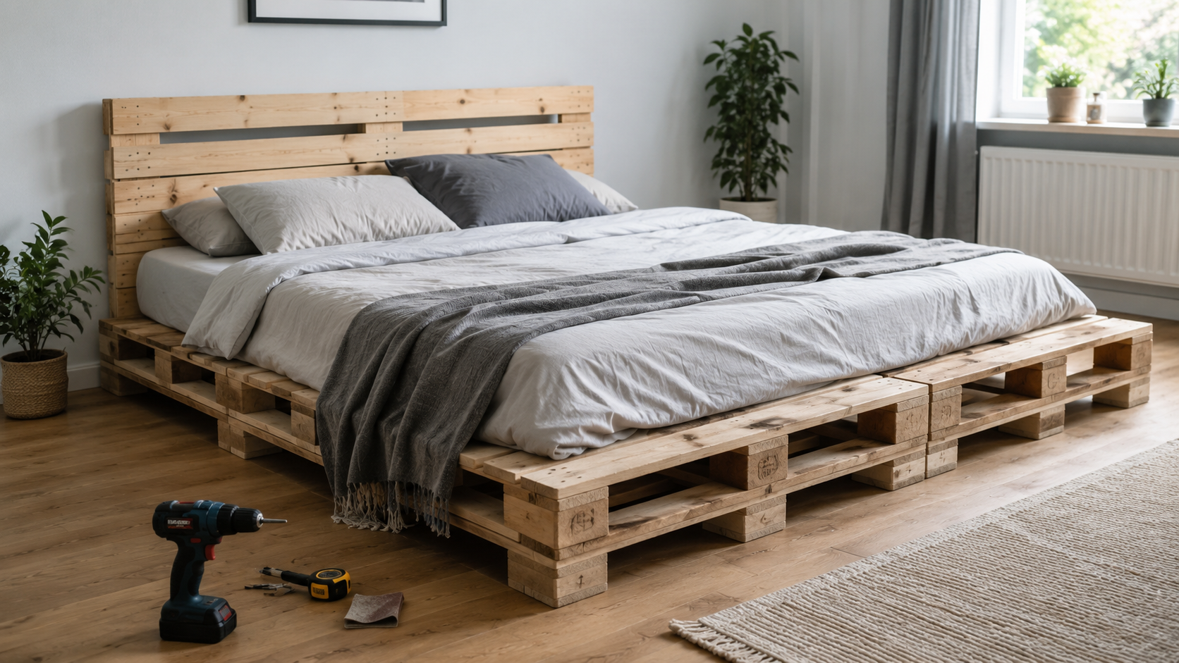 Palettenbett selber bauen [Bildinhalt mit KI erstellt]